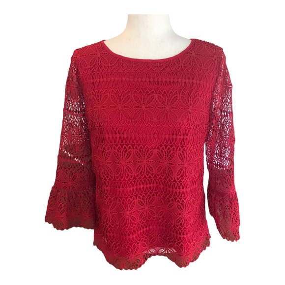 Talbots Floral Lace Top - Picture 4 of 12